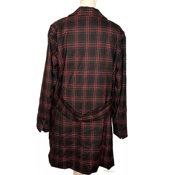 Kenneth Cole Women’s Long Plaid Open Front Blazer Size Large