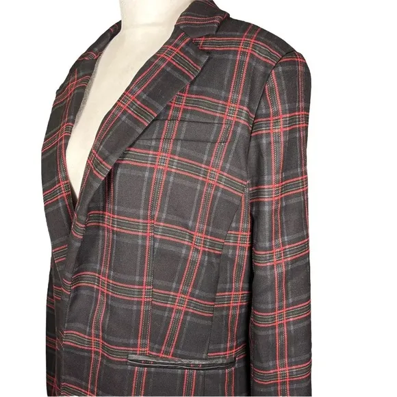 Kenneth Cole Women’s Long Plaid Open Front Blazer Size Large