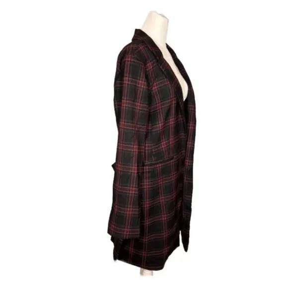Kenneth Cole Women’s Long Plaid Open Front Blazer Size Large