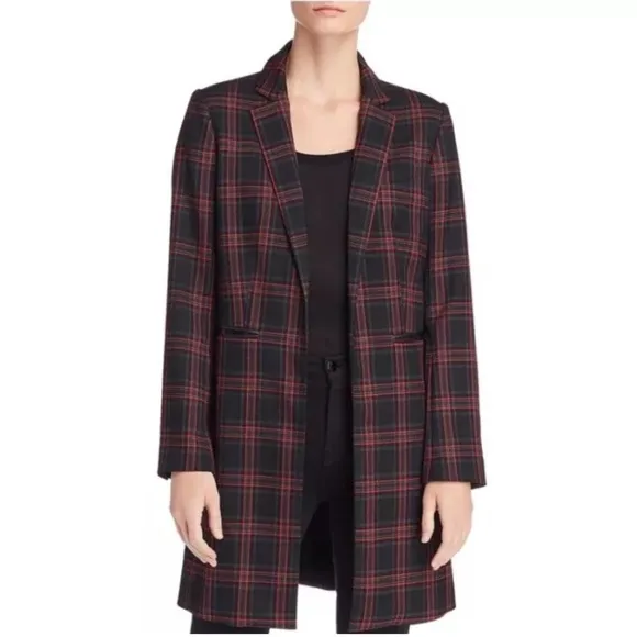 Kenneth Cole Women’s Long Plaid Open Front Blazer Size Large