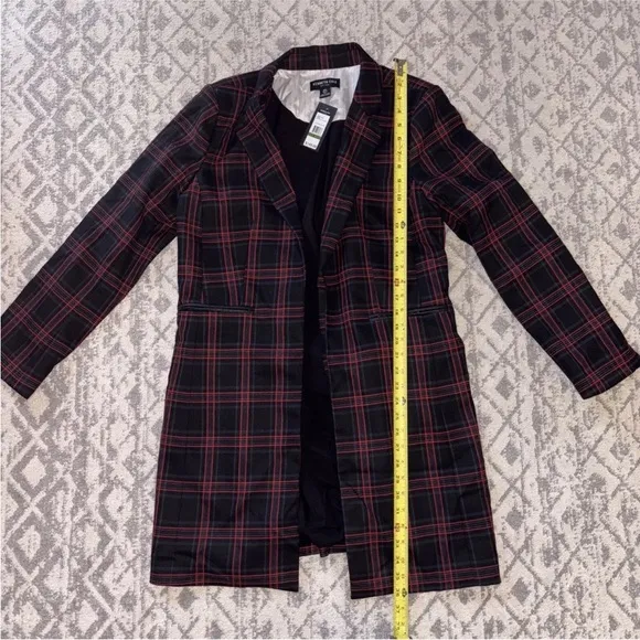 Kenneth Cole Women’s Long Plaid Open Front Blazer Size Large