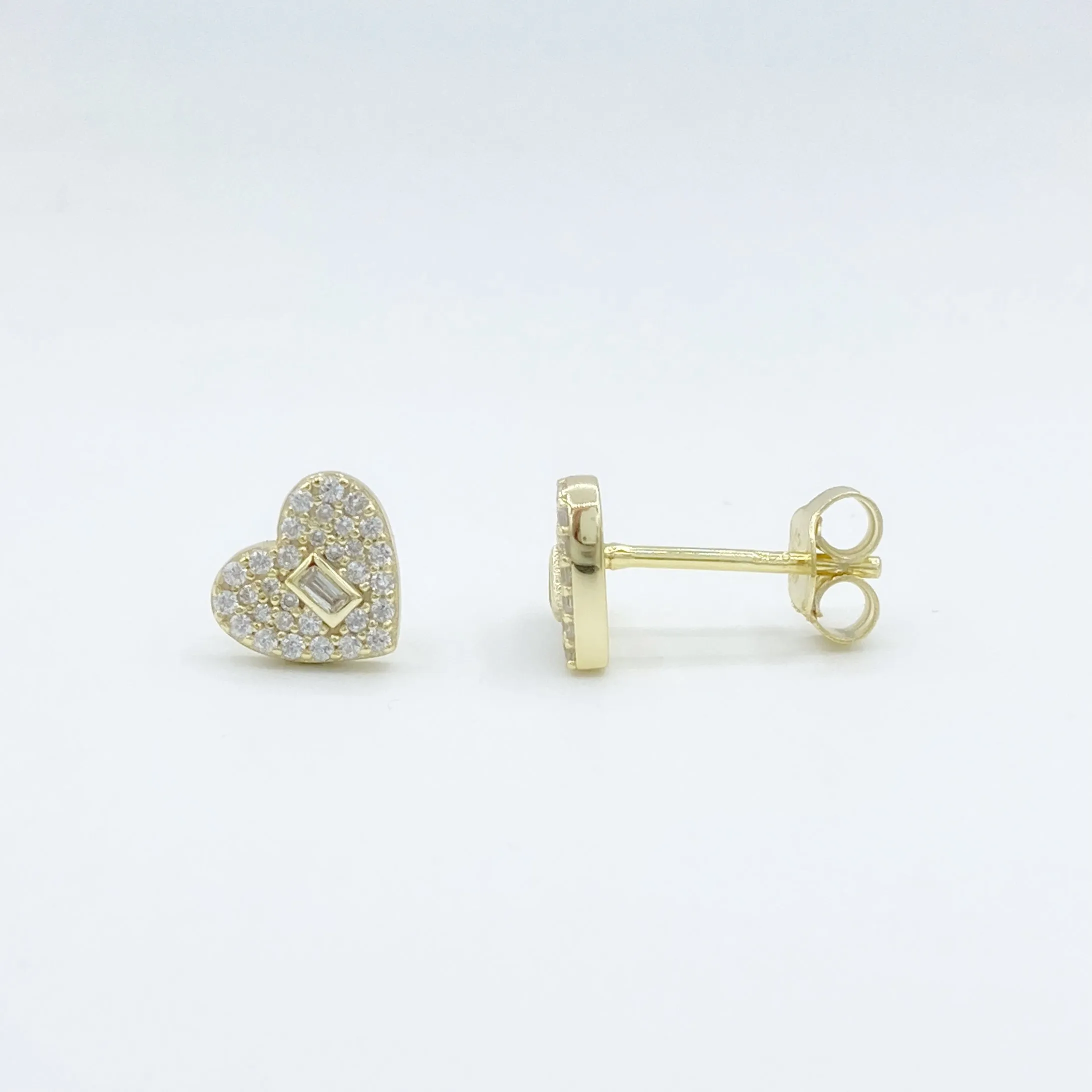 Keyhole Pave Heart Studs