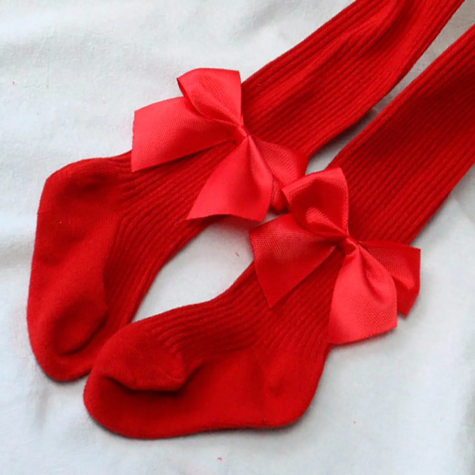 Kids Solid Large Bow Autumn-Winter Leggings Socks: Stylish and Warm Footwear for Children