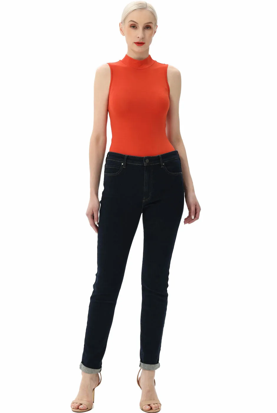 Kimi   Kai Women's Turtleneck Sleeveless Bodysuit