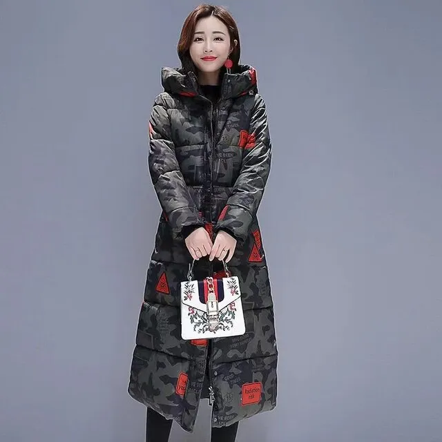 Knee Length Windproof Hooded Coat Parka