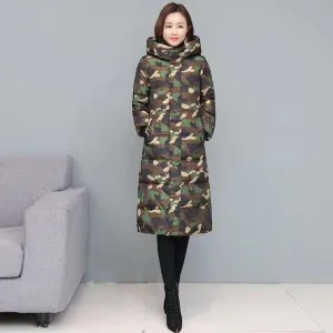 Knee Length Windproof Hooded Coat Parka