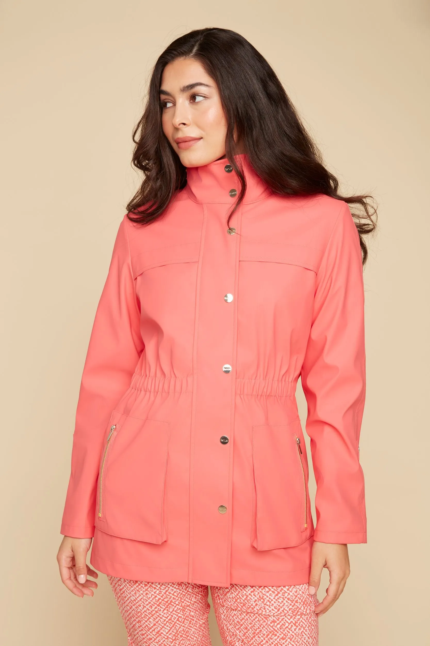 Knit Rain Jacket- Coral