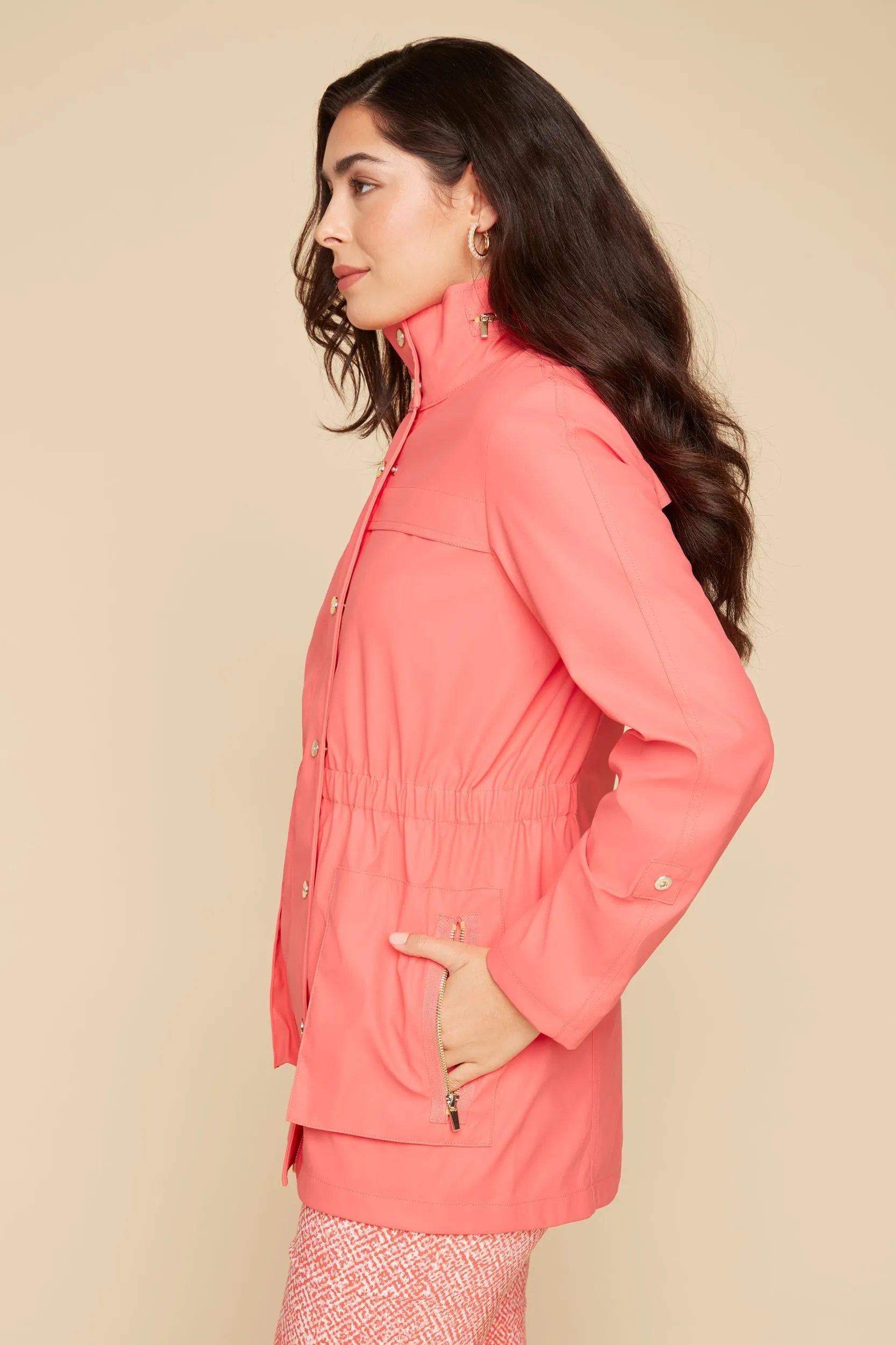 Knit Rain Jacket- Coral