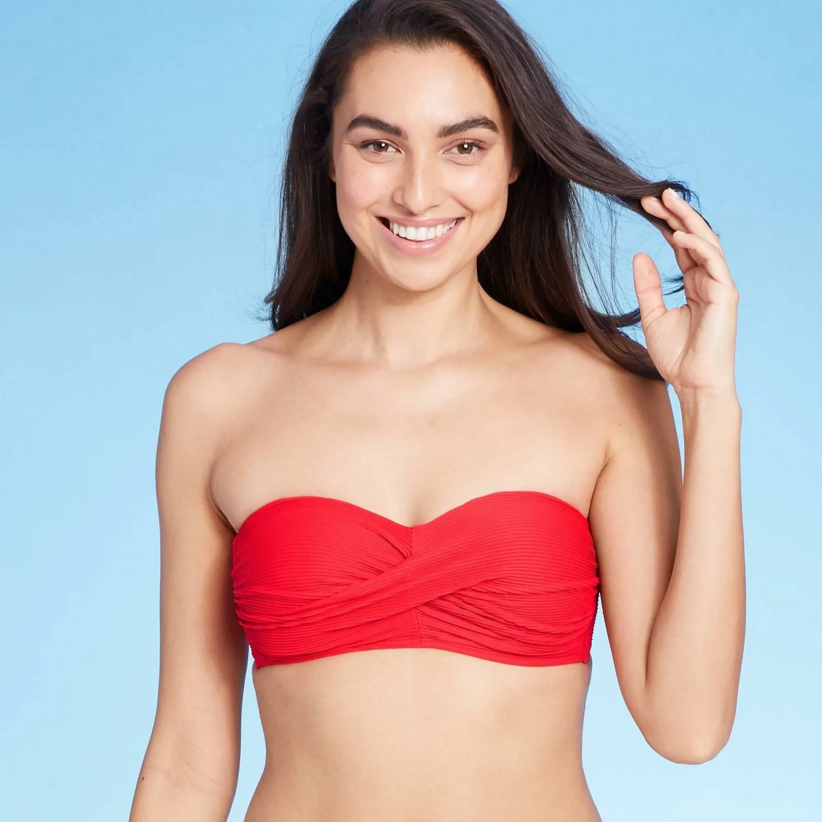Kona Sol Women's Ribbed Bandeau Bikini Top