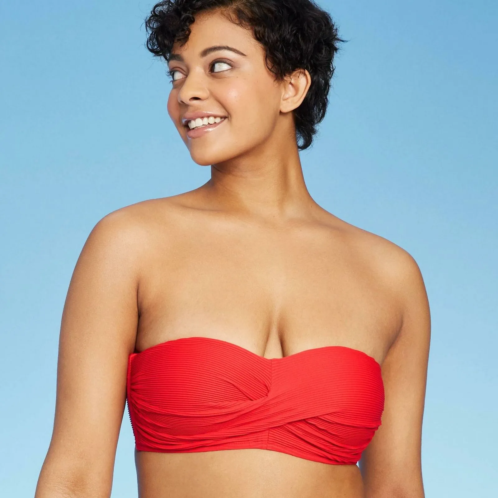 Kona Sol Women's Ribbed Bandeau Bikini Top