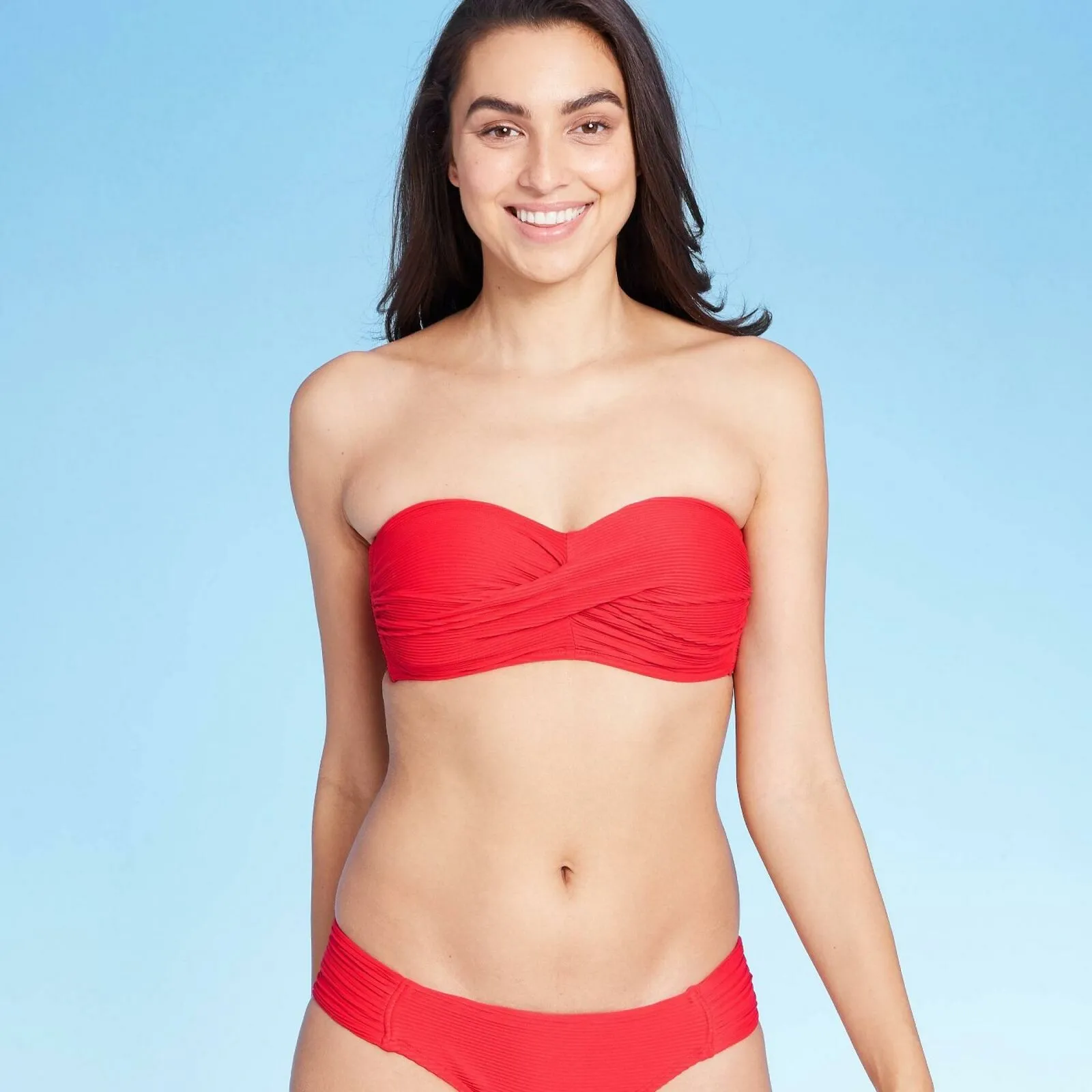 Kona Sol Women's Ribbed Bandeau Bikini Top