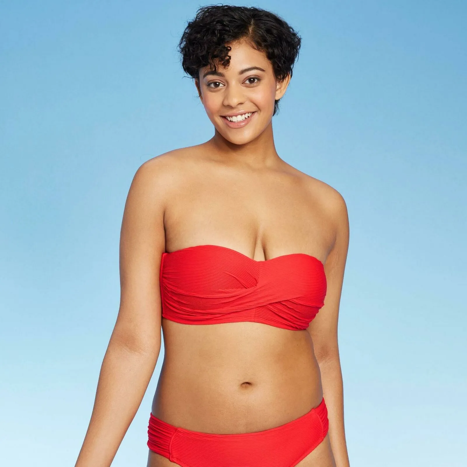 Kona Sol Women's Ribbed Bandeau Bikini Top
