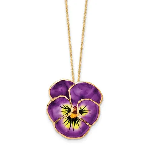 Lacquer 24k Dipped Lilac Pansy 20" Necklace