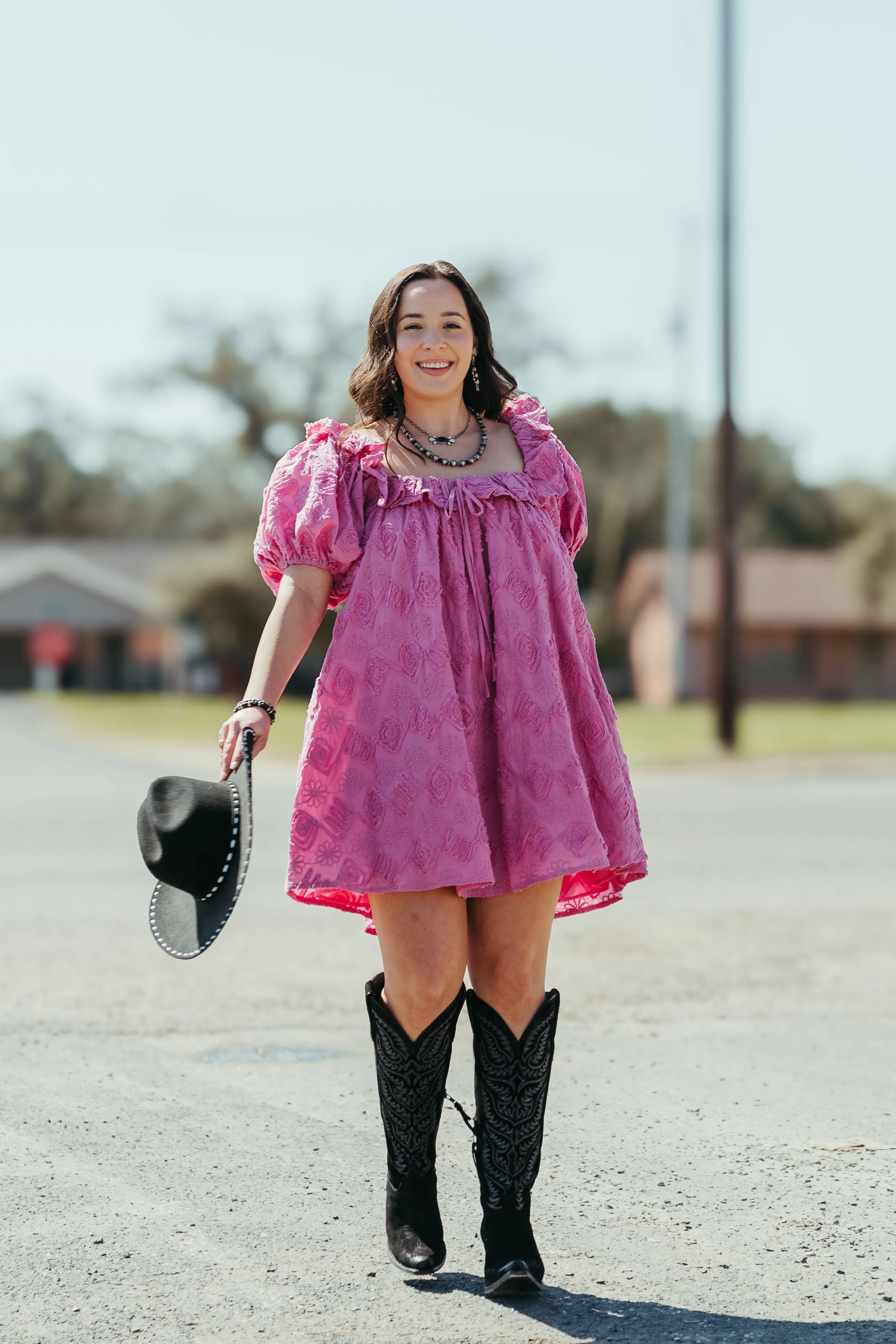 Lana Floral Embroidered Mini Pink Dress S1846D-1