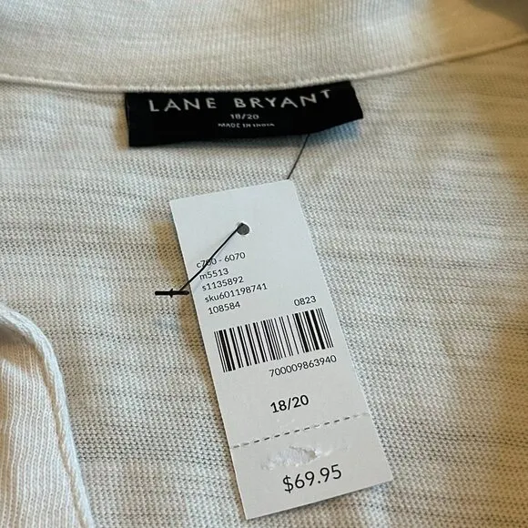 Lane Bryant Pullover Stripe Sweater Collar 100% Cotton Size 18/20 Women's NWT