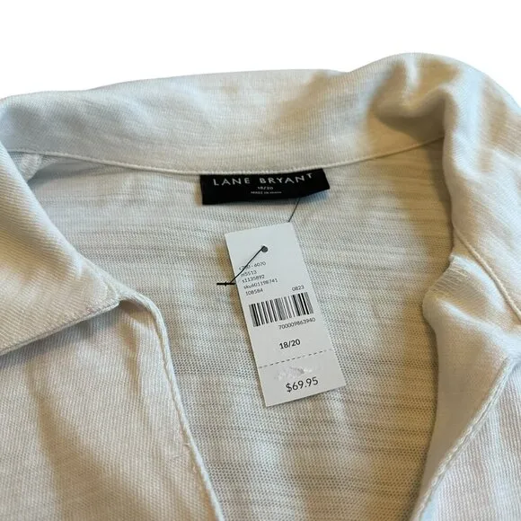Lane Bryant Pullover Stripe Sweater Collar 100% Cotton Size 18/20 Women's NWT