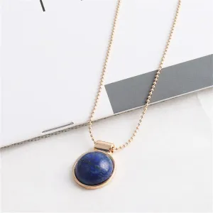 Lapis & 18K Gold-Plated Round Pendant Necklace