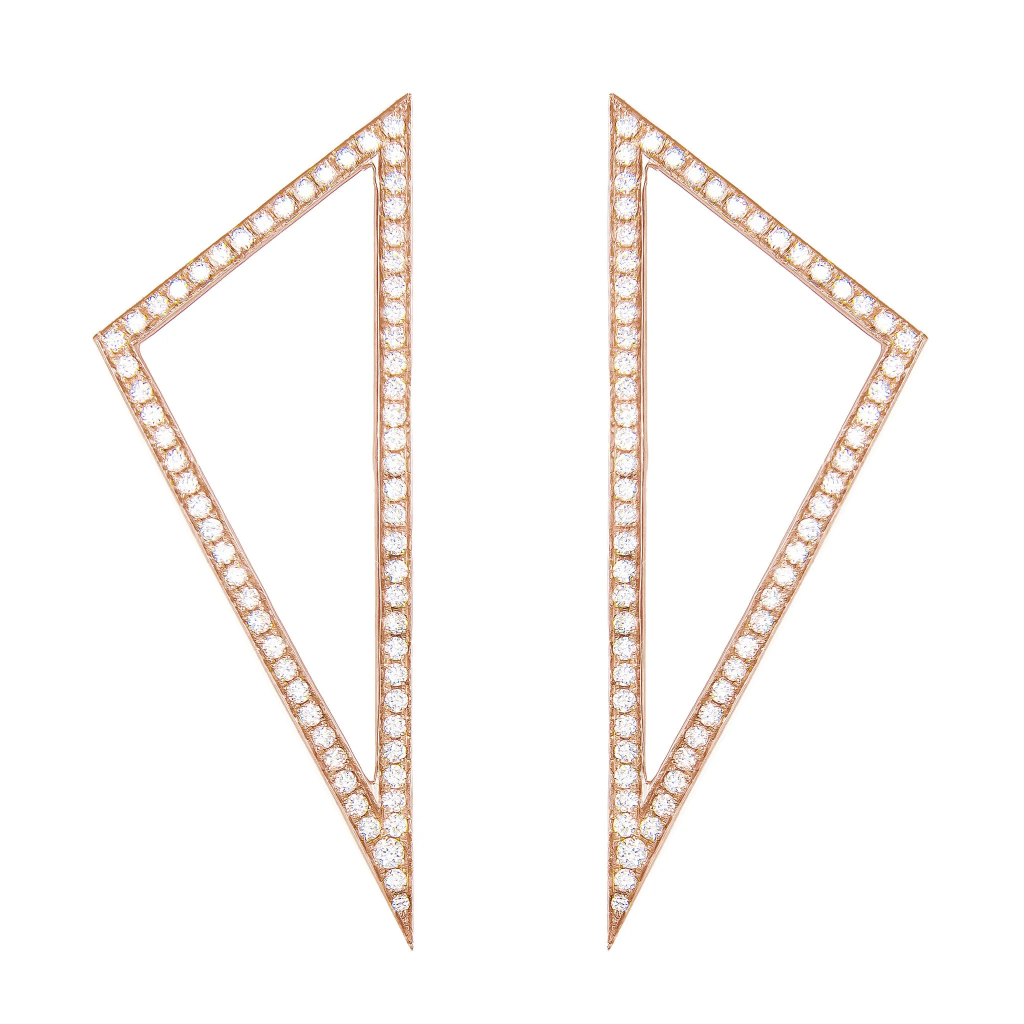Large Diamond Triangle Earrings | Rose Gold