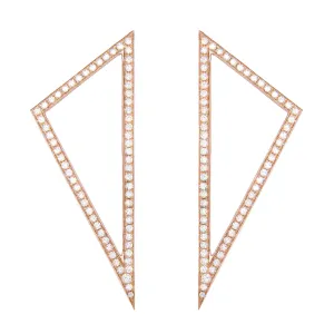 Large Diamond Triangle Earrings | Rose Gold