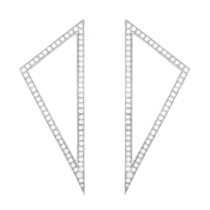 Large Diamond Triangle Earrings | White Gold