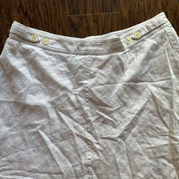 Lauren Ralph Lauren Womens Skirt Size 14 White Linen A Line Midi