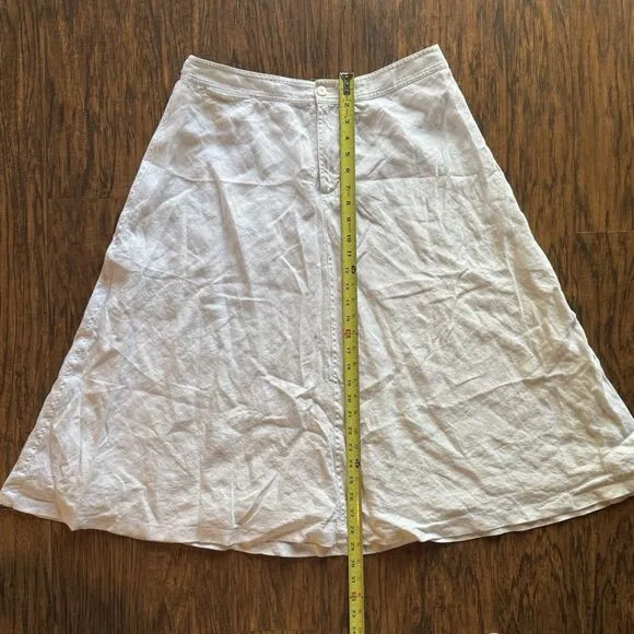 Lauren Ralph Lauren Womens Skirt Size 14 White Linen A Line Midi