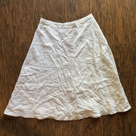 Lauren Ralph Lauren Womens Skirt Size 14 White Linen A Line Midi