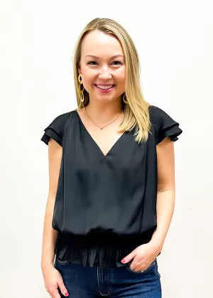 LBLOX Smocked Waist Blouse - Black