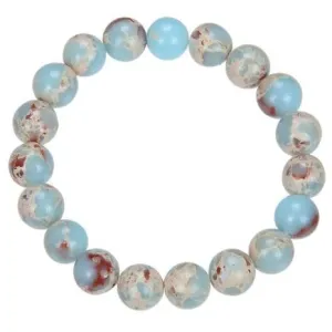 Light Blue, Tan   Red ShouShan Stone Bracelet