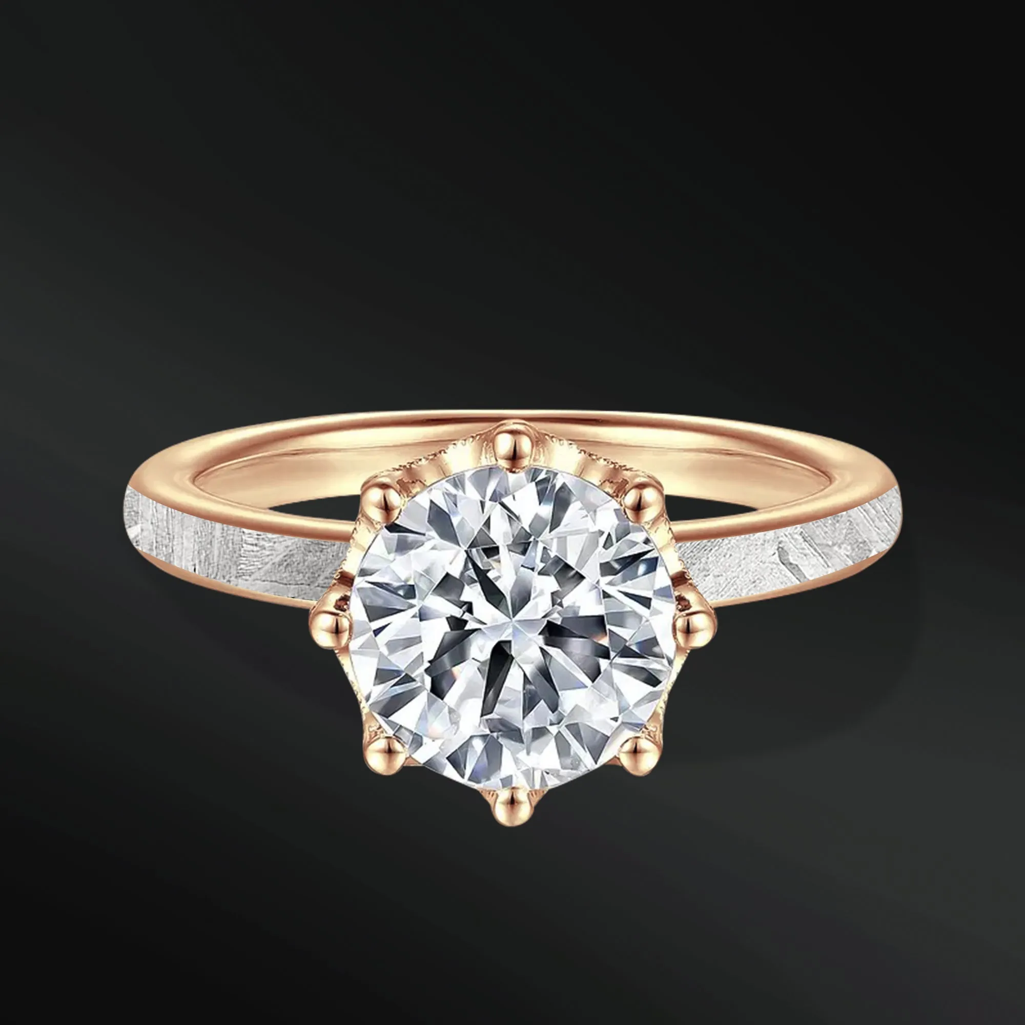 Lightning Star - 14K Gold or Sterling silver Ring For Women | Moissanite Meteorite Engagement Ring | 2 ct Certified Moissanite