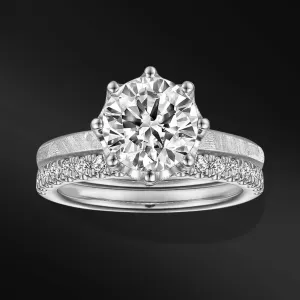 Lightning Star - 14K Gold or Sterling silver Ring Set | Moissanite Meteorite Engagement Ring | 2 ct Certified Moissanite