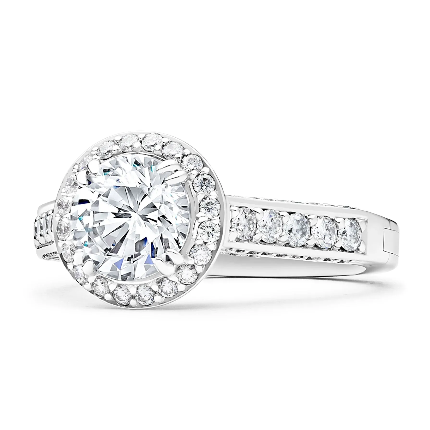 Lisa Pavé Engagement Ring with Side Stones