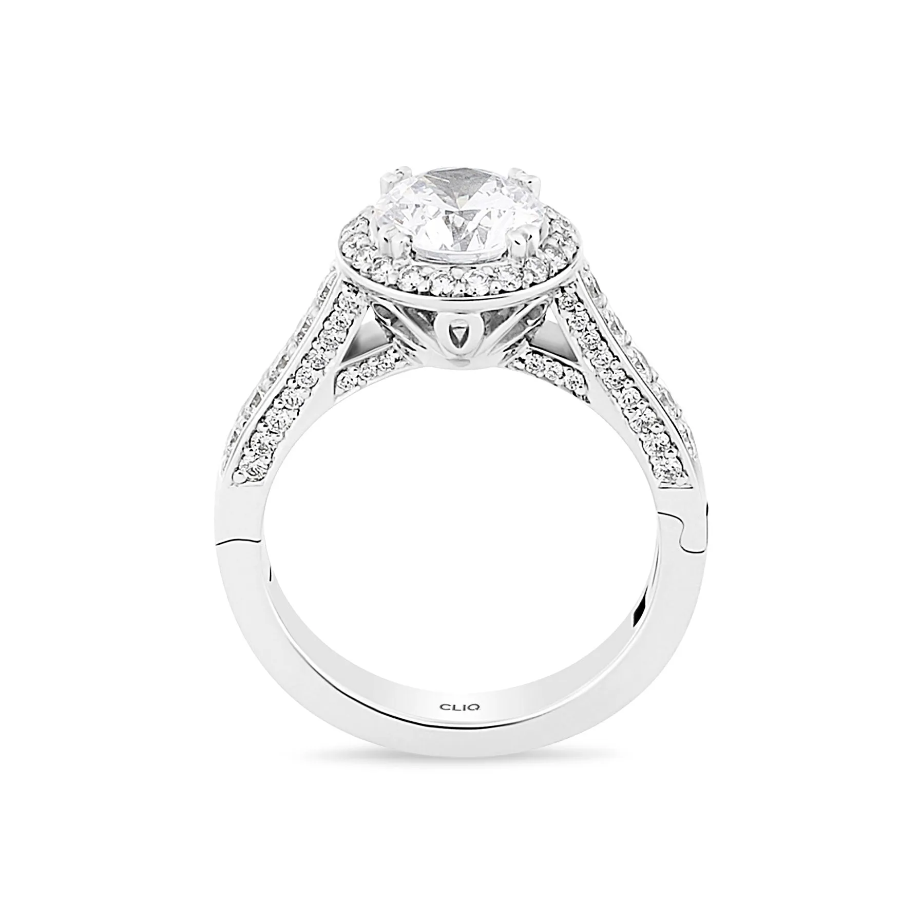 Lisa Pavé Engagement Ring with Side Stones
