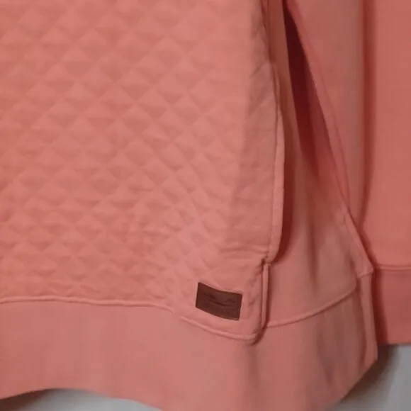 L.L.Bean Warm Coral 1/4 Zipper Pull   Over Quilted Long Sleeve Sweater. 3X