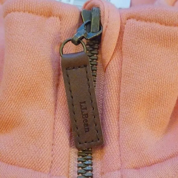 L.L.Bean Warm Coral 1/4 Zipper Pull   Over Quilted Long Sleeve Sweater. 3X
