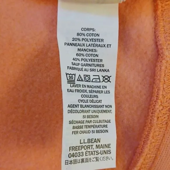 L.L.Bean Warm Coral 1/4 Zipper Pull   Over Quilted Long Sleeve Sweater. 3X