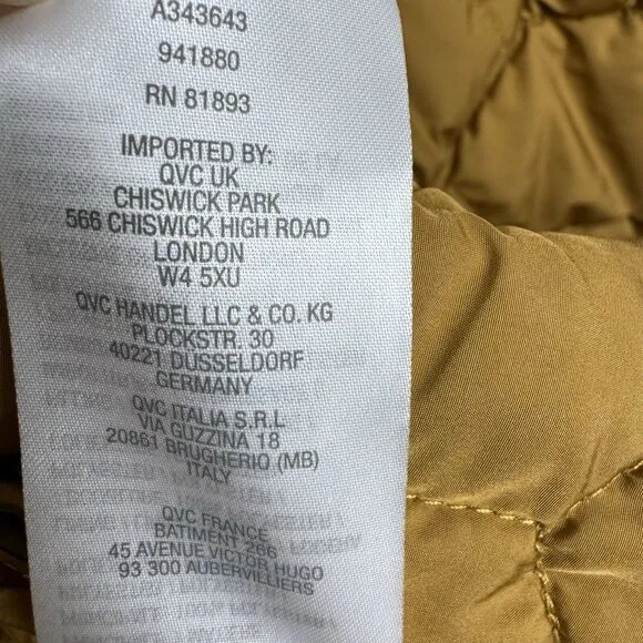 LOGO Lori Goldstein Women's Long Puffer Coat XL Olive Green Quilted Parka