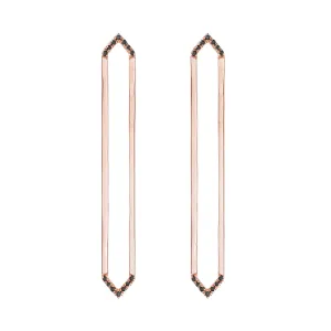 Long Marquis Earrings | Rose Gold with Black Diamond Points
