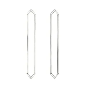 Long Marquis Earrings | White Gold with Diamond Points
