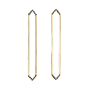 Long Marquis Earrings | Yellow Gold with Black Diamond Points