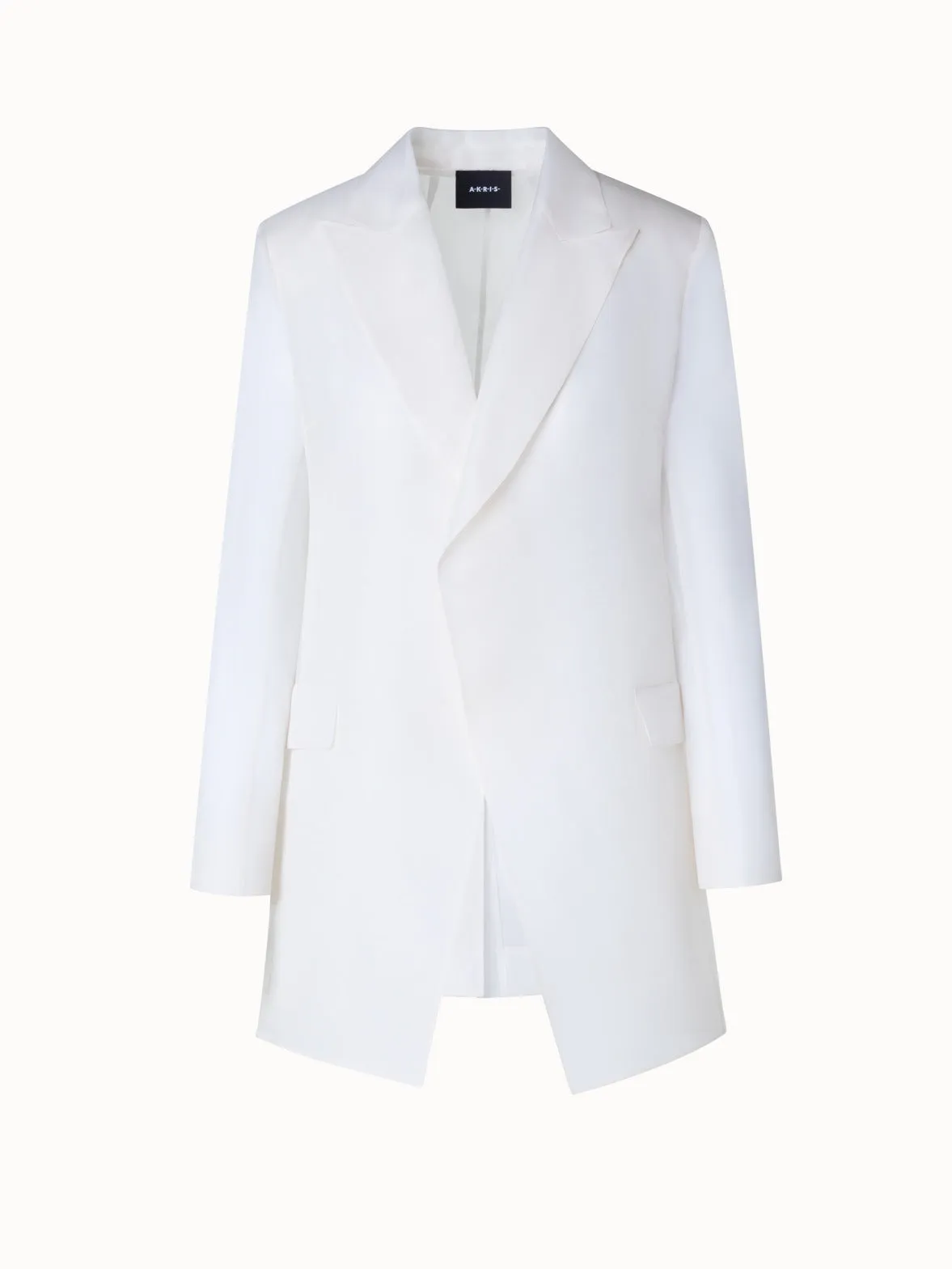Long Tailored Jacket with Semi-Sheer Sleeve