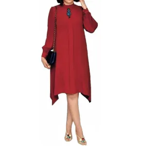 Loose Orange Female Midi Dress Casual Daily Office Lady Workwear Dress Autumn African Long Sleeve Female Vestiods Robe