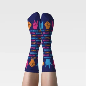 Love Peace Persist Crew Socks - Women's