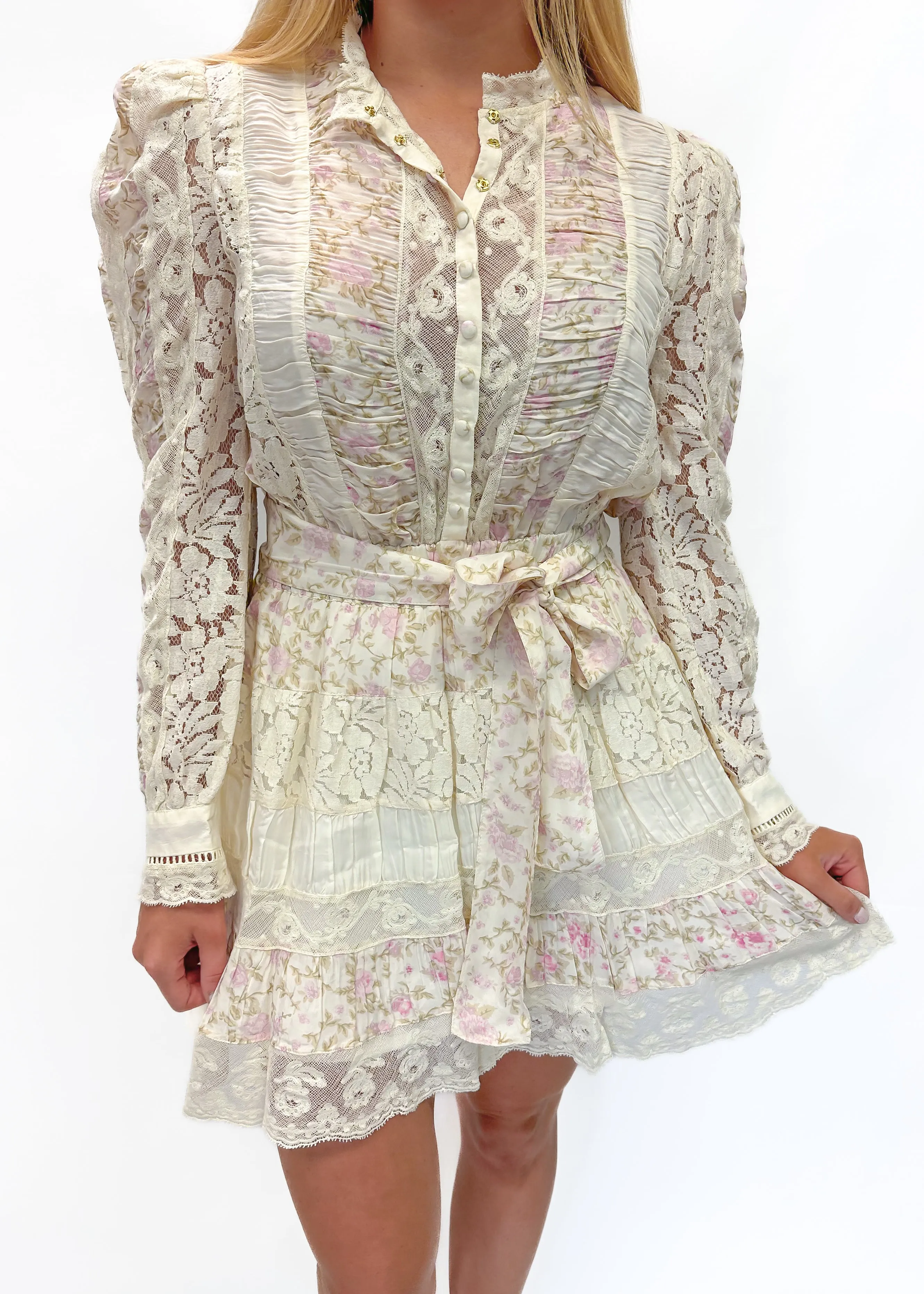 Love Shack Fancy Jessalyn Dress - Ivory Blossom