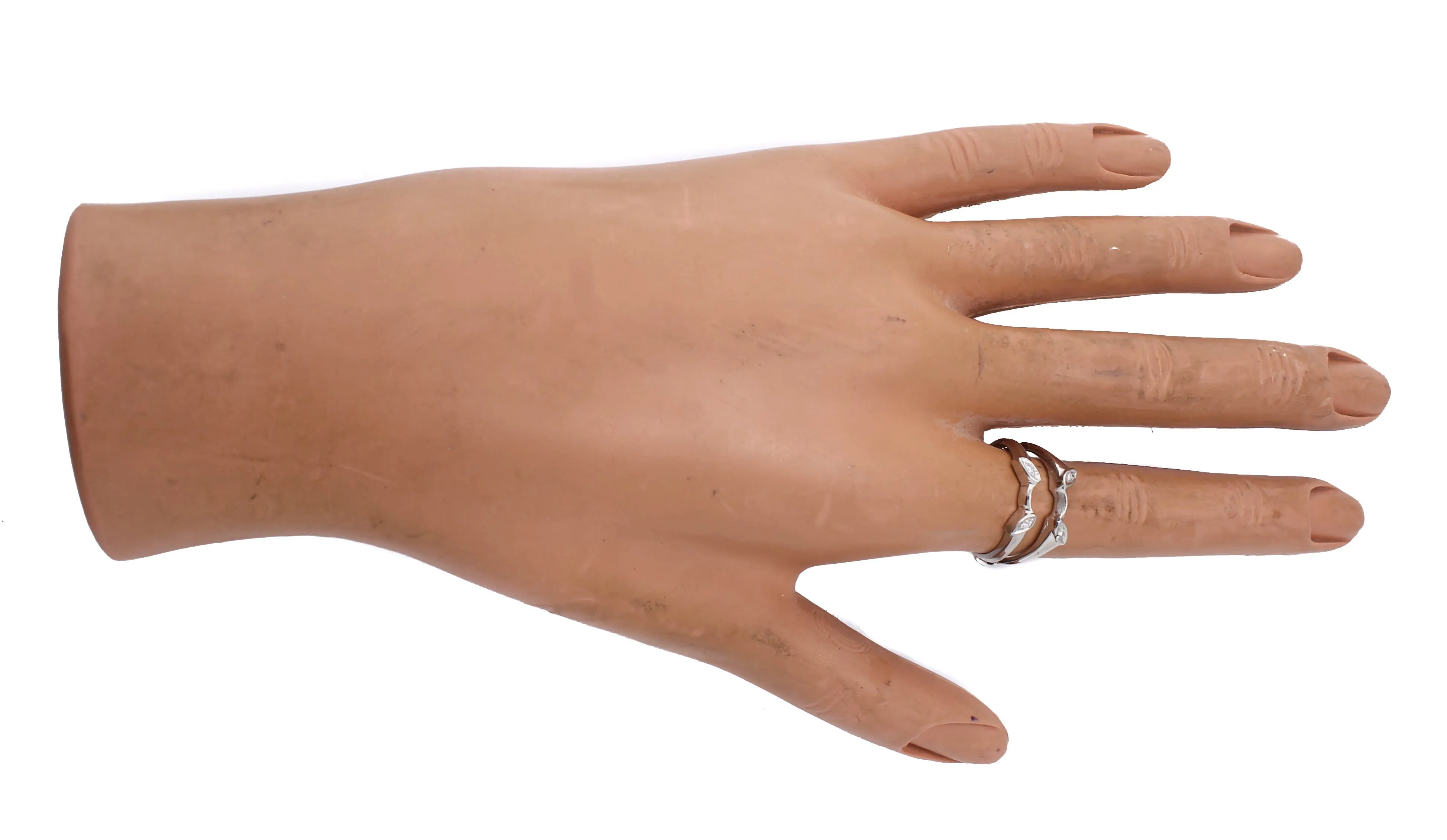 Lovely Ladies Unique 14K White Gold 0.04ctw Diamond Open Ring