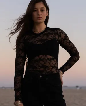 LS Baby Tee Black Lace