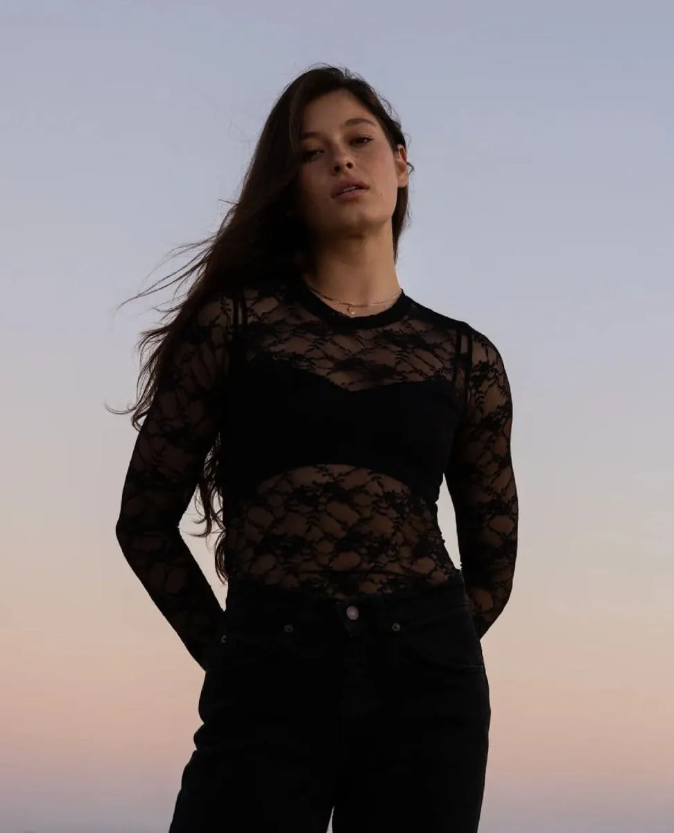LS Baby Tee Black Lace