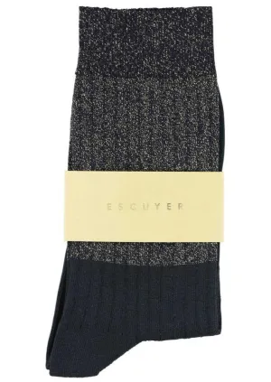 Lurex Block Socks, Blue/Silver
