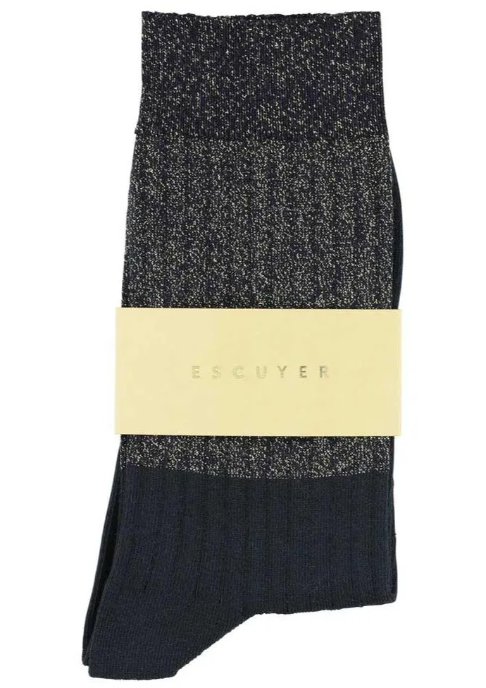 Lurex Block Socks, Blue/Silver