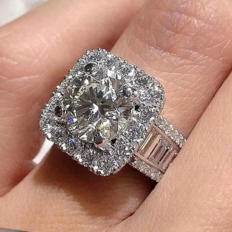 Luxury Inlaid AAA Zircon Ring Wedding Accessories Women's Jewelry
